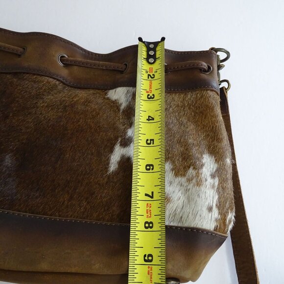 STS Ranch Leather Cowhide Calf Hair Crossbody Bag Purse Brown Rustic Cowgirl - Picture 10 of 13